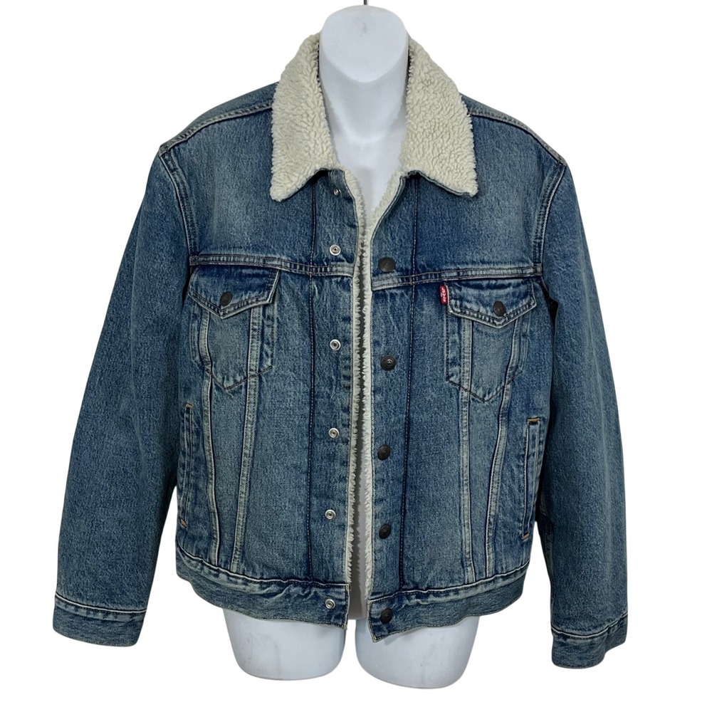 Levi's Type Iii Sherpa Trucker Jacket‎ Med Wash Men's Size XS